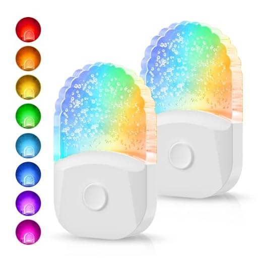 Night Lights Plug Into Wall [2 Pack], Color Changing Night Light for Kids, 8-Color RGB LED Nightlight with Dusk to Dawn Sensor for Bathroom Decor, Children Room, Gift