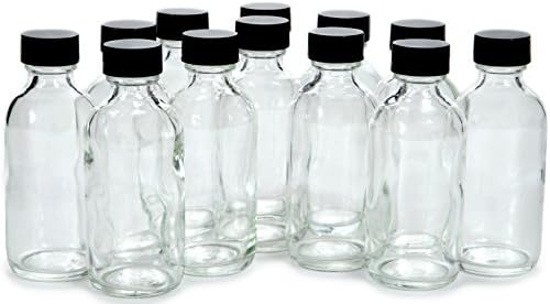 Vivaplex, 12, Clear, 2 oz Glass Bottles, with Lids