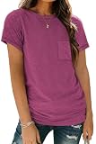 AUTOMET Shirts for Womens Summer Business Casual Basic Tops Loose Fit Crewneck Short Sleeve Oversized Cotton Tshirts Cute Clothes Fashion Teen Girl Spring Outfits 2024 Purple, Large
