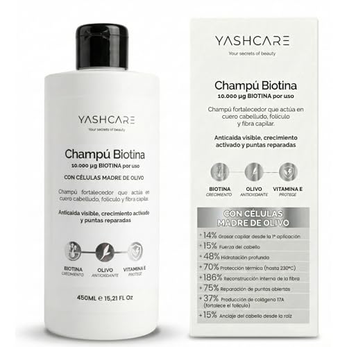 Champú Anticaída Hombre y Mujer con Biotina 10.000 µg - Champú Sin Sulfatos Ni Parabenos - Reduce la Caída por Quiebre y Fortalece la Raíz – Biotina para un Cabello más Fuerte de Uso Frecuente 450 ml