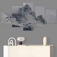 SIGNWIN 5 Panel Canvas Wall Art Snow Mountain for Home Decorations Ready to Hang - 60