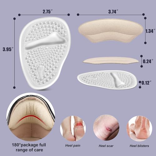 Image of SIIHEA Metatarsal Pads Ball of Foot Cushions, Heel Inserts for Women, Foot Pain High Heel Comfort Shoe Filler, Heel Pads Grips for Shoe Too Big, Loose Shoes, Blisters (Clear)