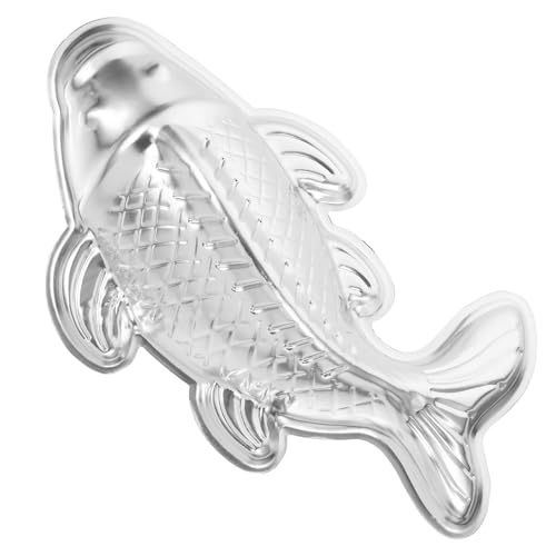 SECFOU Molde para Hornear Forma 3d de Pez Koi, Molde de Aluminio Antiadherente, Tamaño Mediano, para Pasteles de Arroz, Gelatina y Chocolate Diy, Utensilio para Repostería Casera