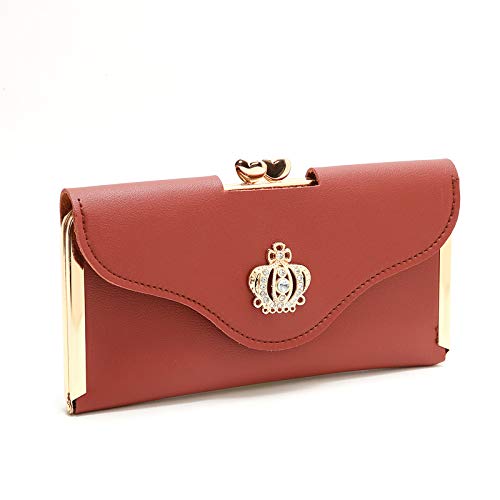 Ruankenshop Leder Geldbörse Damen Geldbeutel Damen Klein Geldbörse Für Damen Brieftasche Für Frauen Stilvoll Hand Geldbörse Ladies Clutches Geldbörsen Neueste Brown Cover
