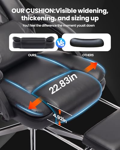 Image of Big and Tall Office Chair with 3D Kneading Massage Lumbar Support, Office Chairs for Back Pain Relief, Ergonomic Comfort 130 Reclining Desk Chairs Managerial Chairs for Heavy People