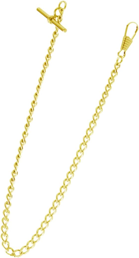 BESTYASH Metal Pocket Watch Chain for Men Gold Watch Vintage T-bar Buckle Jeans Belt Chain