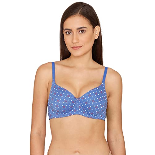 Image of Rosaline Padded Wired 3 /4th Coverage T-Shirt Bra for Women - Amparo Blue