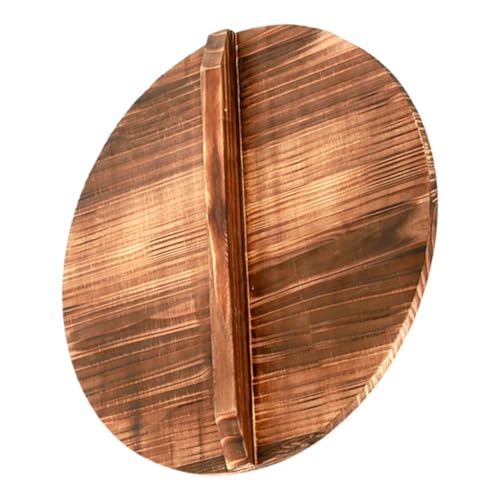 DOITOOL Tapa de Madera para Wok y Olla Tapa Antisalpicaduras de Aceite Protector de Madera Redondo 33X33X16 CM Color Carbón Accesorio Ligero para Utensilios de Cocina