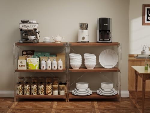 Image of 3-Tier Industrial Bookshelf, Wood and Metal Shelf Unit, Storage Bookcase