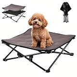 KingCamp Letto Rialzato per Cani con Tappetino Scamosciato Rimovibile, Brandina per Cani Rialzata Pieghevole in Rete Traspirante, Lettino Rialzato Rinfrescante per Gatto, da Giardino Campeggio, S