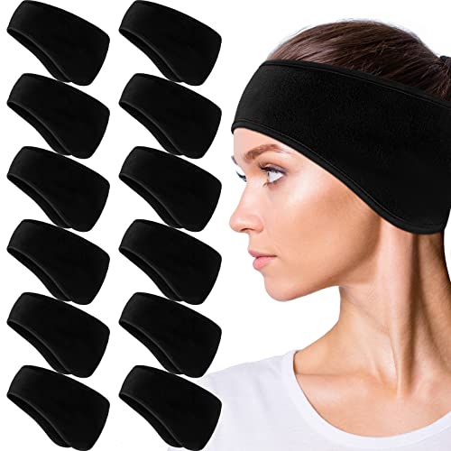 12 Pieces Ear Warmer Headband Winter Headbands Sports Running Headband Elastic Ear Warmers for Women Warm Ear Covers for Men Winter Cold Weather Outdoors Activities Cycling (Black)