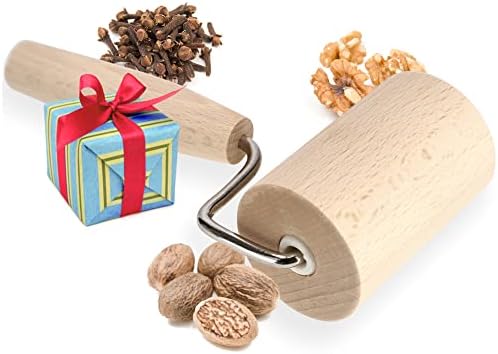 KADAX Pastry roller, Rolling Pin with Handle, Pizza Roller, Corner Roller, T-Shape Rolling Pin for Square Baking Moulds, Wooden Rolling Pin, Baking Tray Roller, Dough roller (W:8.3cm, Wood)