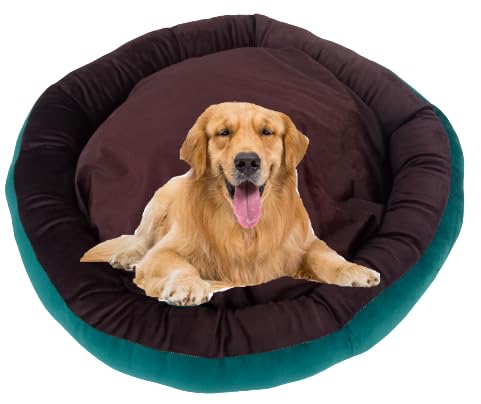 YUCKY Reversible Super Dual Ultra Luxury Washable Soft Velvet Round Dog Bed | CAT Bed | Puppies Puppy Bed | Rabbit Bed Small Green and Brown arts-18 (B0CN5X721B) Amazon Price History, Amazon Price Tracker