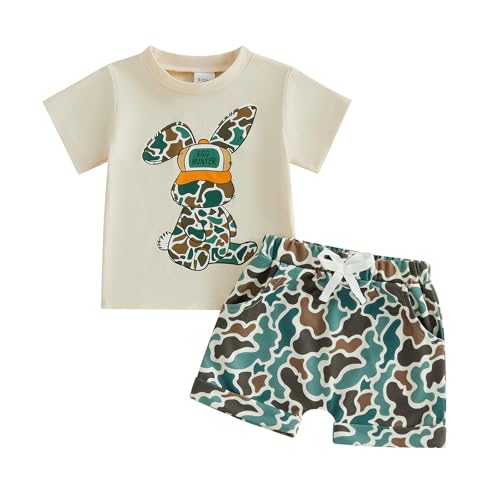 Fufuriprefer Toddler Boy Easter Outfit Letter Cross Short Sleeve T Shirt Camouflage Shorts Set 2T 3T...