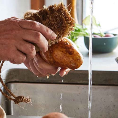 Pack Of 2 Tawashi Brushes For Cleaning Fruits & Vegetables & Other Natural Coconut Fiber Scrubber, Household Use With Wire Hanging Loop, Vegetable Scrub And Coconut Coir Brush, Brown #TOP6