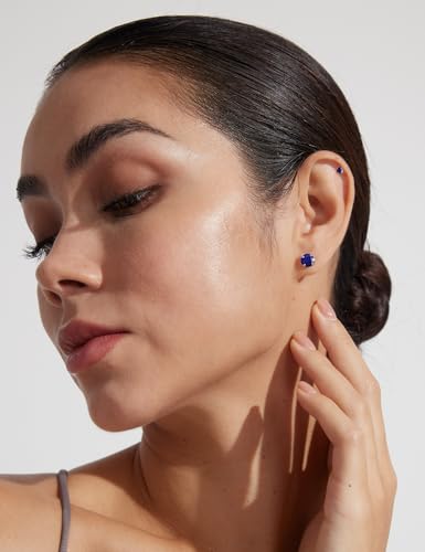 Image of 6 Pairs Stud Earrings Set, Hypoallergenic Cubic Zirconia 316L Earrings Stainless Steel CZ Earrings 3-8mm (Steel color)