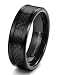 Tungary 8mm Mens Tungsten Carbide Wedding Band Engagement Black Carbon Fiber Beveled Edges Size 8-14