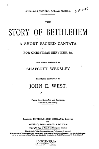 The story of Bethlehem, a short cantata for Christmas services
