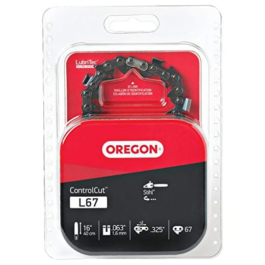 Oregon Chainsaw Chain for 16" Bar, .325" Pitch, .063" Gauge, 67 Drive Links