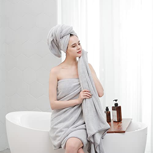 Aibaser Oversize Bath Towel Set, 60 X 30 In, 8 Piece Towel Set For Bathroom, Super Absorbent, Quick Dry Microfiber Bath Towels (Light Grey) #TOP2