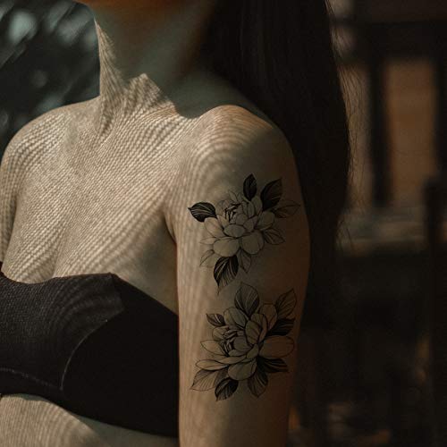 Oottati 10 Sheets Waterproof Temporary Tattoo Stickers 3D Black Branch Rose Peony Flower Girls Blossom Waterproof Arm Leaf Sexy Arm Chains Pattern Perfect For Parties, Events And More #TOP4