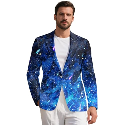 Mumeson Line One Button Casual Blazer for Men Slim Fit Lapel Suit Jacket with Pockets Lightweight Sports Coat