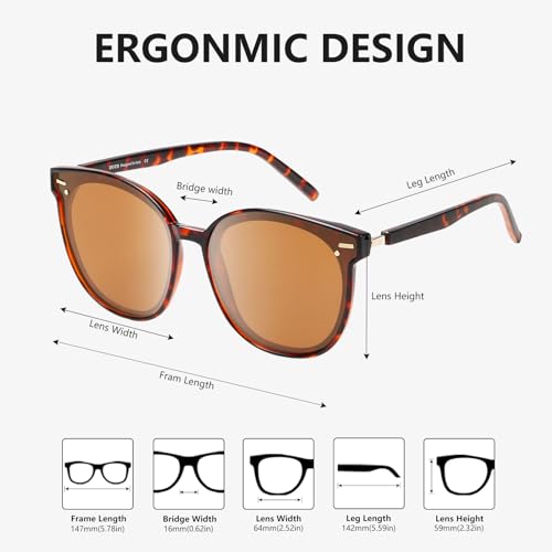 DUCO Retro Round Polarized Sunglasses for Women Men Oversized Vintage Shades W0173