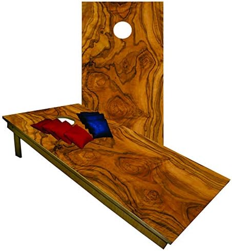 Premium Wooden Cornhole Board Set - Handmade in USA, Regulation Size 2'x4', Made of Baltic Birch | Includes 8 Cornhole Bags (Wood Grain 1280)