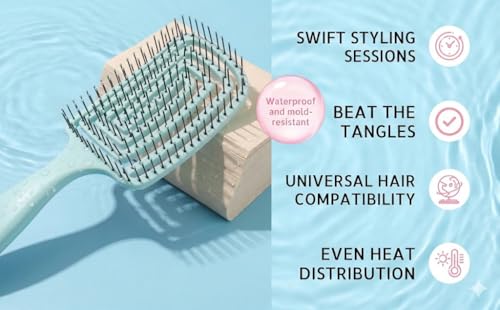 Image of Detangling Hair Brush for Women & Men- Anti Hair Fall Comb for Curly, Wavy & Straight Hair | Hair Straightening Brush, Wet & Dry Styling Brush | Scalp Massager, Frizz Control & Tangle (Mint Blue)