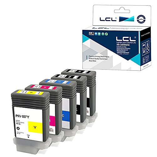 LCL Compatible Ink Cartridge Replacement for Canon PFI107 PFI-107 PFI-107MBK PFI-107BK PFI-107C PFI-107M PFI-107Y 6704B001 6705B001 6706B001 6707B001 6708B001 (5-Pack KCMYMBK)