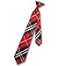 Vesuvio Napoli Boy's CLIP-ON NeckTie BLACK RED WHITE PLAID Youth Neck Tie