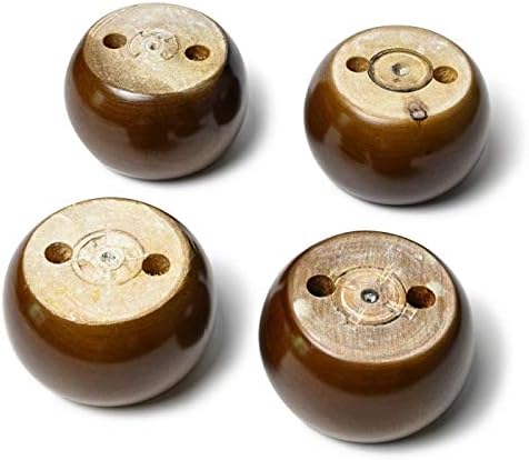 Metany Pack of 4 Walnut Furniture Legs Round Bun Feet 2" Tall Wood Sofa Legs Replacement Legs for Cabinet Couch Chair Dresser