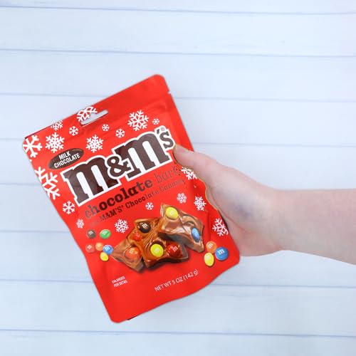 Morris National Inc Milk Chocolate Bark with Candy Bits, Festive Holiday Candies, Stocking Stuffer Treats, Resealable Bag, 5 Ounces (M&M)