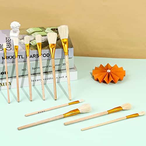 10 Pieces Gold Paint Brush Gilding Brush Gold Leaf Paint Brush Metallic Foil Flakes Paint Brush For Gold Foil, Goat Hair Brush Wax Brush For Edible Gold Leaf Gold Flakes Leaf Sheets #TOP2