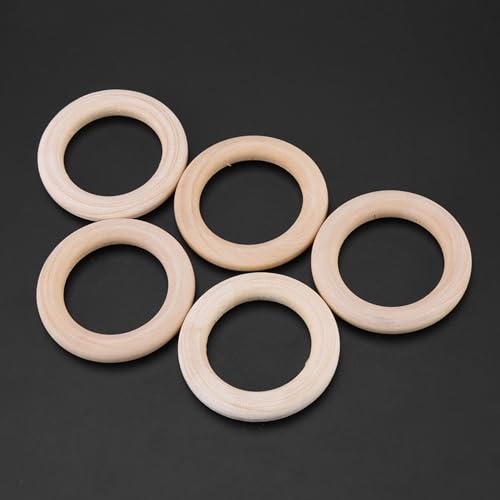 Luatoxry 50Pcs Wooden Rings for Crafting, 50mm Wood Rings for Crafts, Smooth Unfinished Wooden Ring, Multipurpose Wood Circle Ring for Pendant, Knitting Jewelry Making, DIY Crafts by Luatoxry - Used condition - Image 8