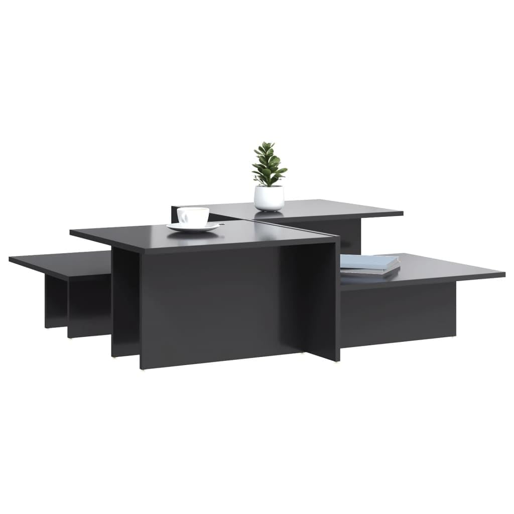 Hothingwell Couchtische, 2 Stück, grau, glänzend, Holz | Glatte Oberfläche, feuchtigkeitsbeständig, zwei verschiedene Höhen, leicht zu reinigen mit einem feuchten Tuch