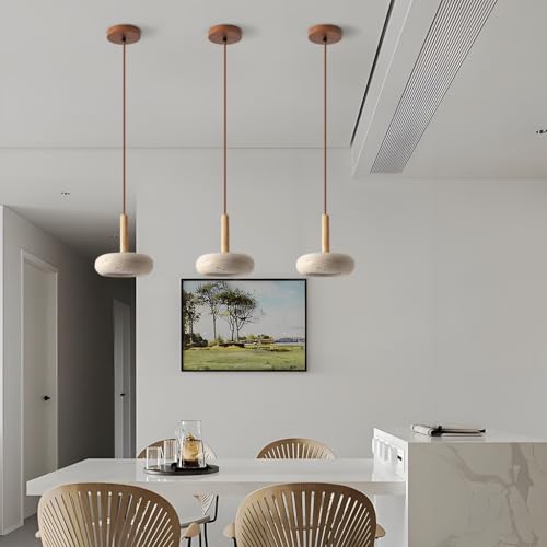 Lámpara colgante de travertino contra ambientes fríos: Luz led retro crema para casa 3