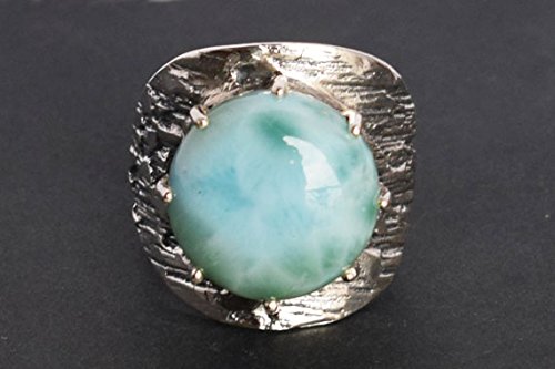 Bague larimar véritable argent 925 anti-ternissement serti griffes sécurisé - 3