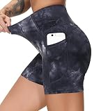 Dragon Fit High Waist Yoga Shorts for Women with 2 Side Pockets Tummy Control Running Home Workout S