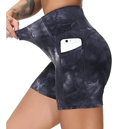 Dragon Fit Women's High Waist Workout Shorts with 2 Side Pockets Stretch Tummy Control Athletic Shorts for Gym Yoga Running
