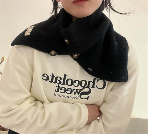 Halemet Knitted Neck Scarf for Women with Buttons Warm Neck Warmer Small Scarf Trendy Scarves Neckerchief Poncho Shoulder Top3