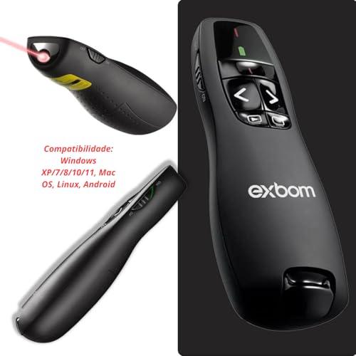 Apresentador sem Fio Com Laser Pointer Vermelho Pilha Inclusa 30m Alcance Passador Controle de Slide