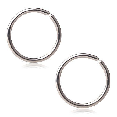 Ruifan 20G Round Ends Stainless Steel Clip on Closure Seamless Ring Fake Nose Lip Helix Cartilage Tragus Ear Hoop 8mm 2PCS