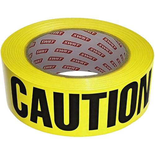 SWRT 1 Roll Premium Yellow Caution Tape, 3 Inch x 1000FT Bright Hazard Tape with Bold Black Text for Danger Zones/Sporting Events, Construction Tape for Crime Scenes/Halloween Decor