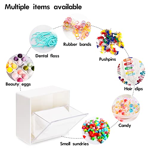 Temrudow 4 Pack Wall Mounted Qtip Holder Canisters For Cotton Swab, Floss, Cotton Ball, Cotton Round Padswhite Qtip Dispenser Qtip Jars With Lid For Bathroom By Gusame #TOP1