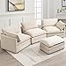 ROWHY Oversized Modular Sectional Sofa with Movable Ottoman, 112 Inch 4 Seat Modern Corduroy Sofa Set, Convertible L Shaped Couch for Living Room and Office, Beige