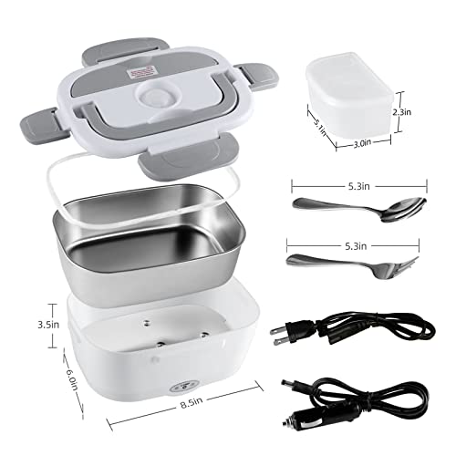 Couvkadl Electric Lunch Box Food Warmer, Heated Lunch Box For Men Women Adults, Heating Lunch Boxes Car Food Heater With 1.5L Removable 304 Stainless Steel Container, Leak Proof (White) #TOP4