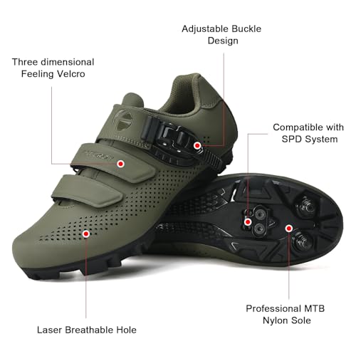 Image of Mens Mountain Bike Cycling Shoes Women, MTB-Shoes Compatible Installation SPD Cleats