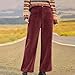 Women Corduroy Pants Casual Wide Leg High Waisted Work Office Slacks Vintage Loose Comfy Trousers Fashion Clothing Wine M