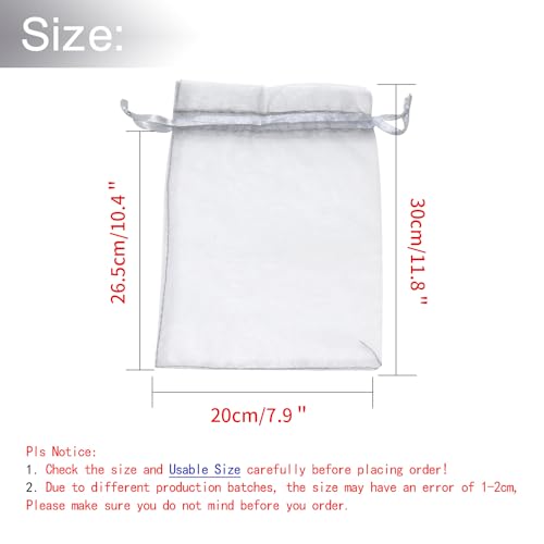 Image of Dealglad 50pcs Drawstring Organza Jewelry Candy Pouch Christmas Wedding Party Favor Gift Bags (8x12 inch, Gray)